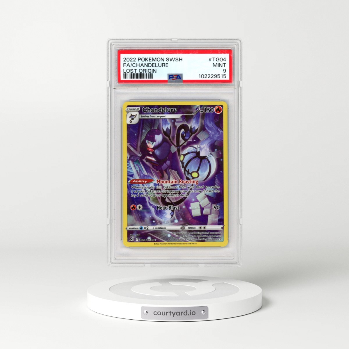 2022 Pokémon Sword & Shield Lost Origin #TG04 Chandelure - Full Art (PSA 9 MINT)