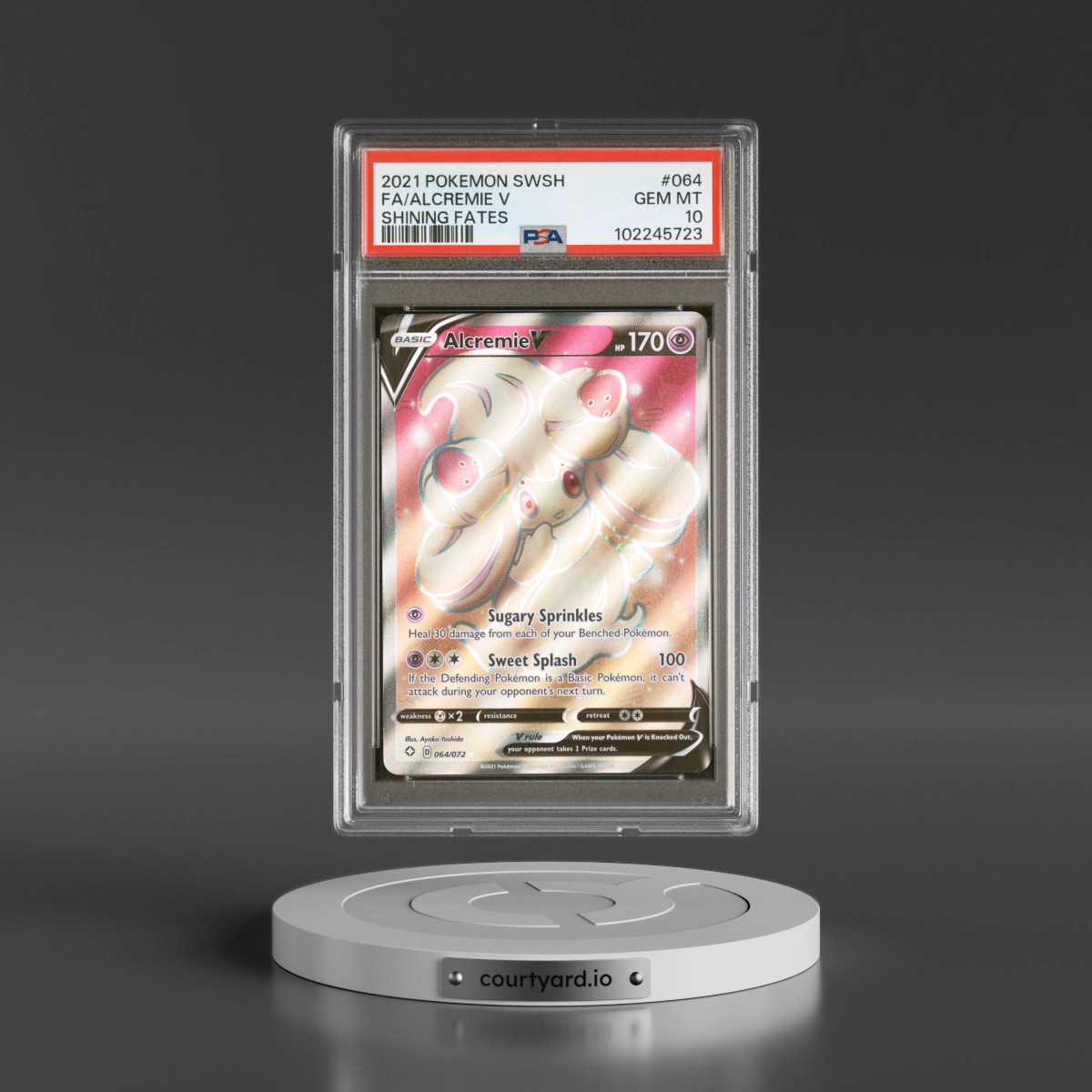 2021 Pokémon Sword & Shield Shining Fates #064 Alcremie V - Holo Full Art (PSA 10 GEM MINT)