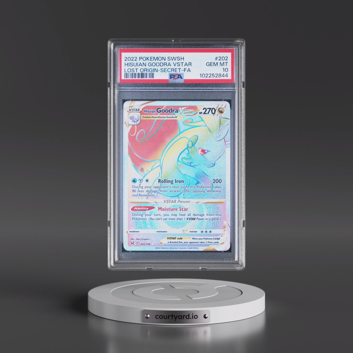 2022 Pokémon Sword & Shield Lost Origin #202 Hisuian Goodra Vstar - Full Art Secret (PSA 10 GEM MINT)