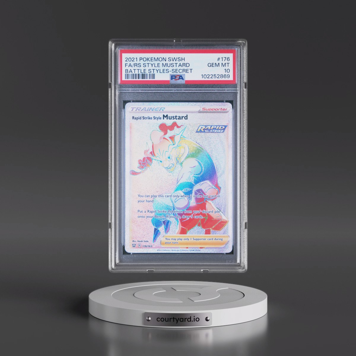 2021 Pokémon Sword & Shield Battle Styles #176 Rapid Strike Style Mustard - Full Art Secret (PSA 10 GEM MINT)