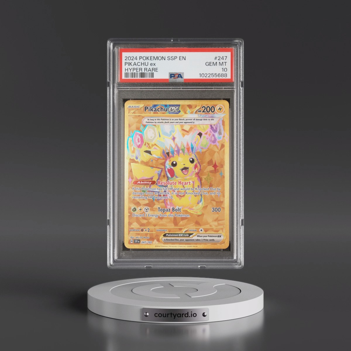 2024 Pokémon Ssp EN-Surging Sparks #247 Pikachu EX - Holo Hyper Rare (PSA 10 GEM MINT)