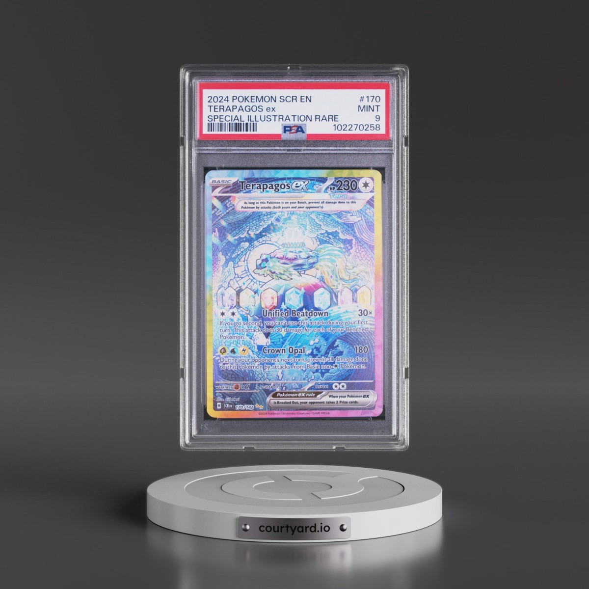 2024 Pokémon Scr EN-Stellar Crown #170 Terapagos EX - Holo Special Illustration Rare (PSA 9 MINT)