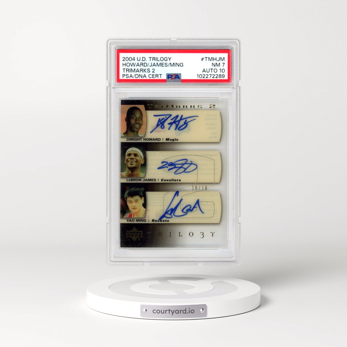 2004 Upper Deck Trilogy Trimarks 1 or 2 #TMHJM Dwight Howard/LeBron James/Yao Ming - 2 (PSA 7 NM)