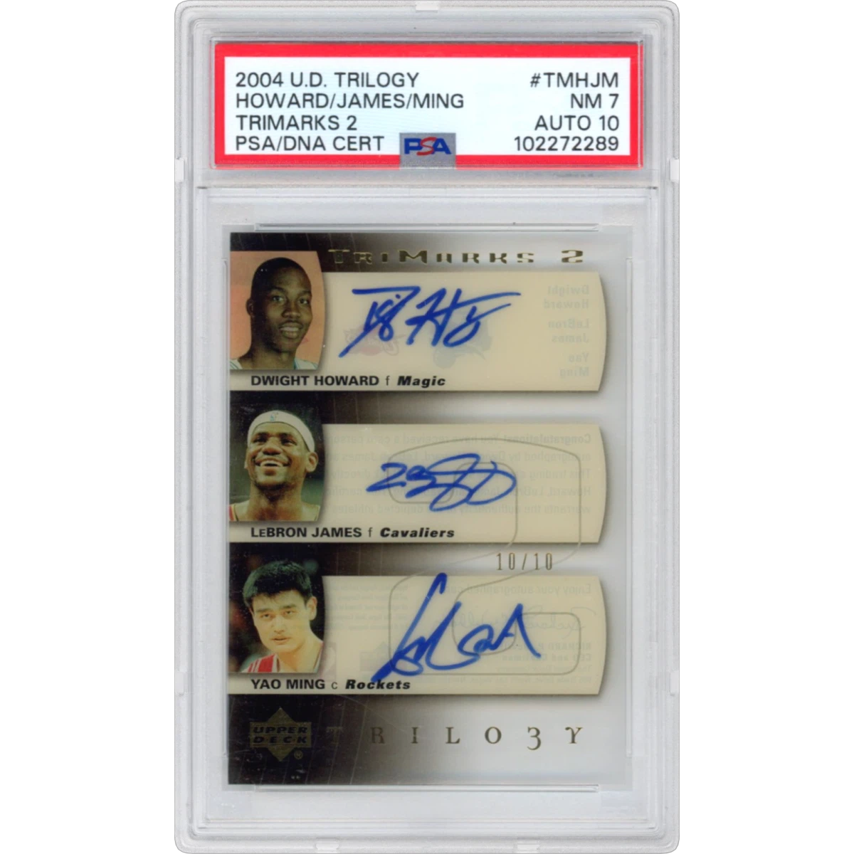 2004 Upper Deck Trilogy Trimarks 1 or 2 #TMHJM Dwight Howard/LeBron James/Yao Ming - 2 (PSA 7 NM)