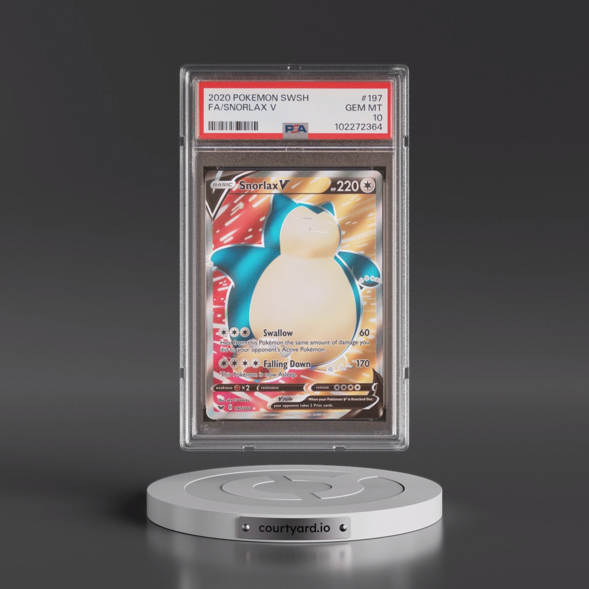 2020 Pokémon Sword & Shield #197 Snorlax V - Holo Full Art (PSA 10 GEM MINT)