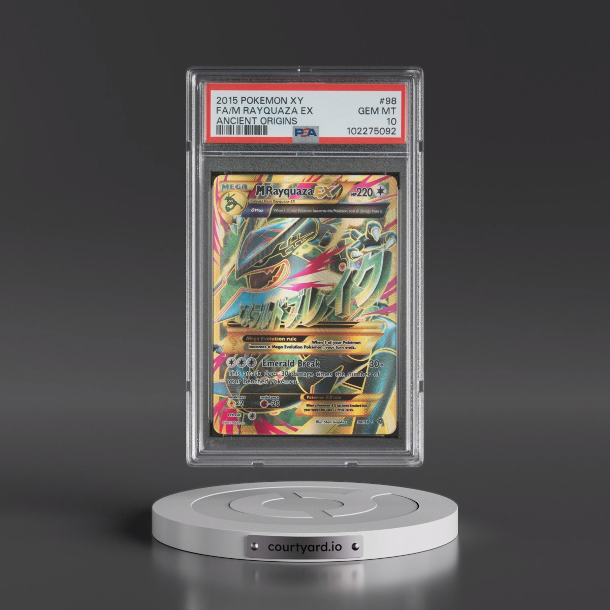 2015 Pokémon XY Ancient Origins #98 M Rayquaza EX - Holo Full Art (PSA 10 GEM MINT)