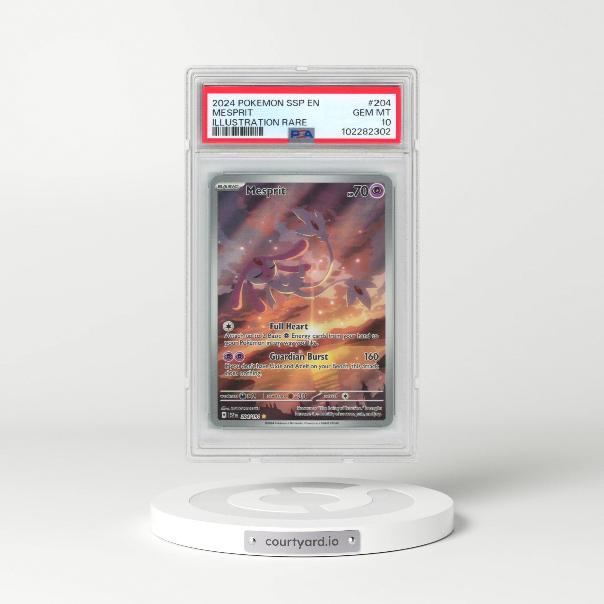 2024 Pokémon Ssp EN-Surging Sparks #204 Mesprit - Illustration Rare (PSA 10 GEM MINT)