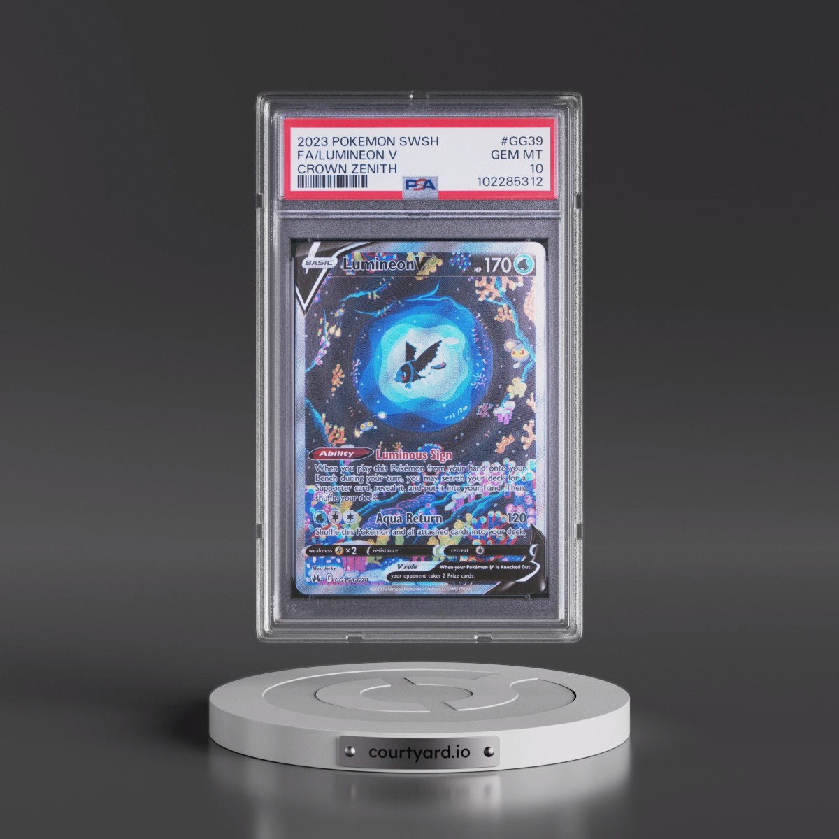 2023 Pokémon Sword and Shield Crown Zenith #GG39 Lumineon V - Holo Full Art (PSA 10 GEM MINT)