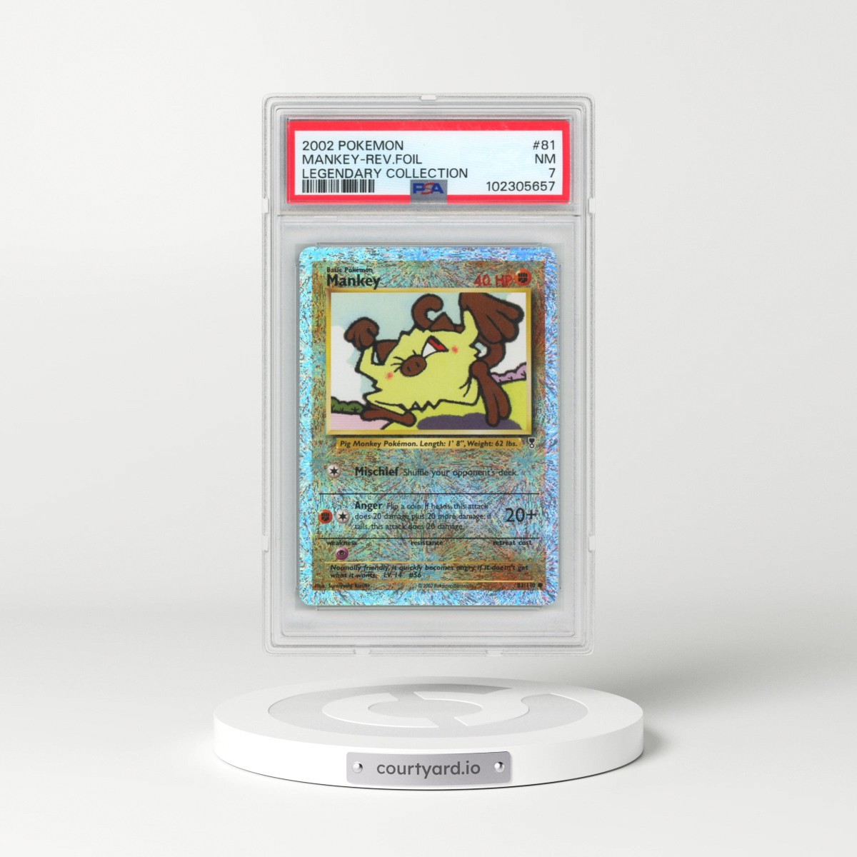 2002 Pokémon Legendary Collection #81 Mankey - Reverse Foil (PSA 7 NM)