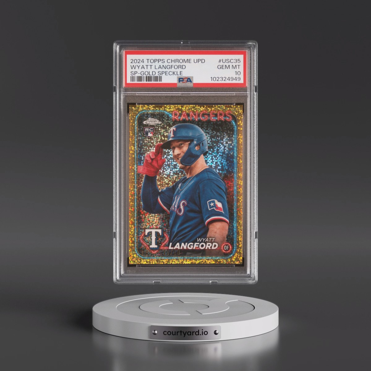 2024 Topps Chrome Update #USC35 Wyatt Langford - SP-Gold Speckle (PSA 10 GEM MINT)