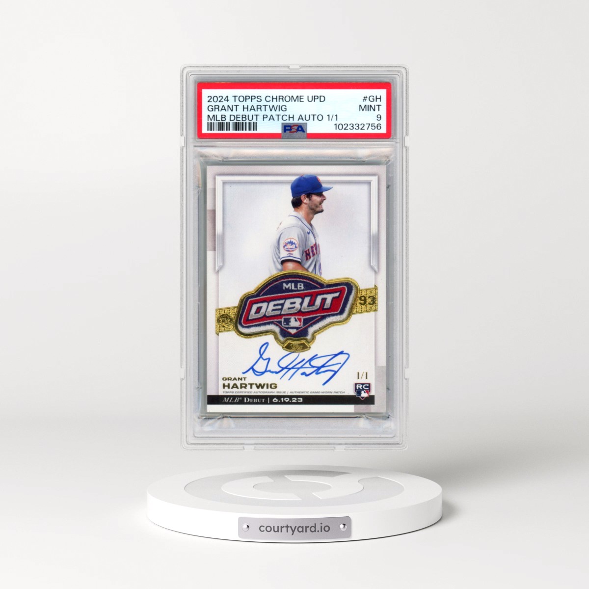 2024 Topps Chrome Update MLB Debut Patch Autographs 1/1 #GH Grant Hartwig (PSA 9 MINT)