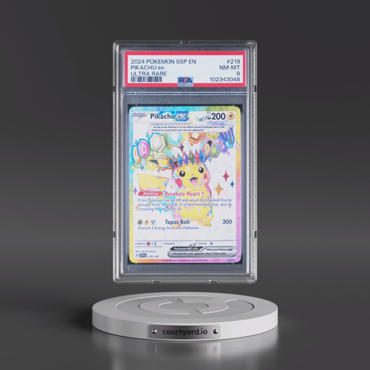 2024 Pokémon Ssp EN-Surging Sparks #219 Pikachu EX - Holo Ultra Rare (PSA 8 NM-MT)
