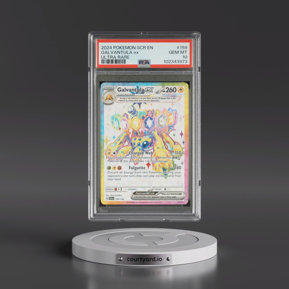 2024 Pokémon Scr EN-Stellar Crown #159 Galvantula EX - Holo Ultra Rare (PSA 10 GEM MINT)
