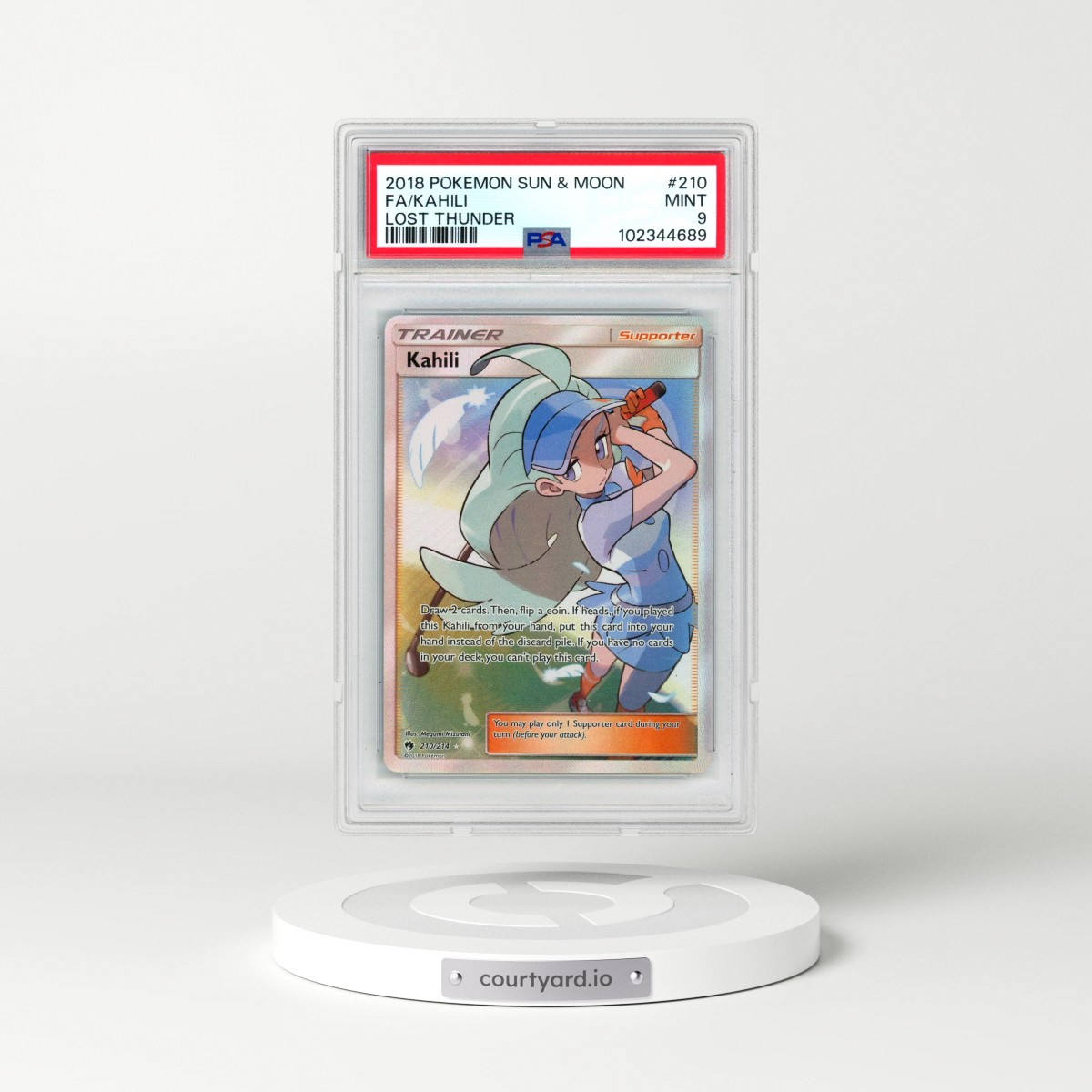 2018 Pokémon Sun & Moon Lost Thunder #210 Kahili - Full Art (PSA 9 MINT)