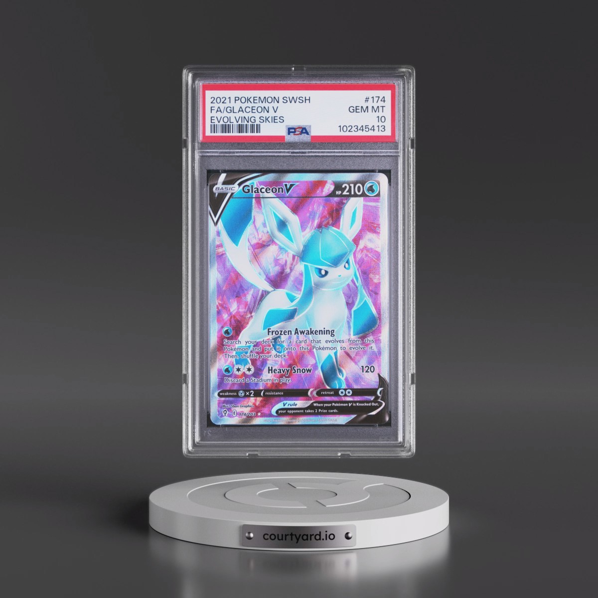 2021 Pokémon Sword & Shield Evolving Skies #174 Glaceon V - Holo Full Art (PSA 10 GEM MINT)