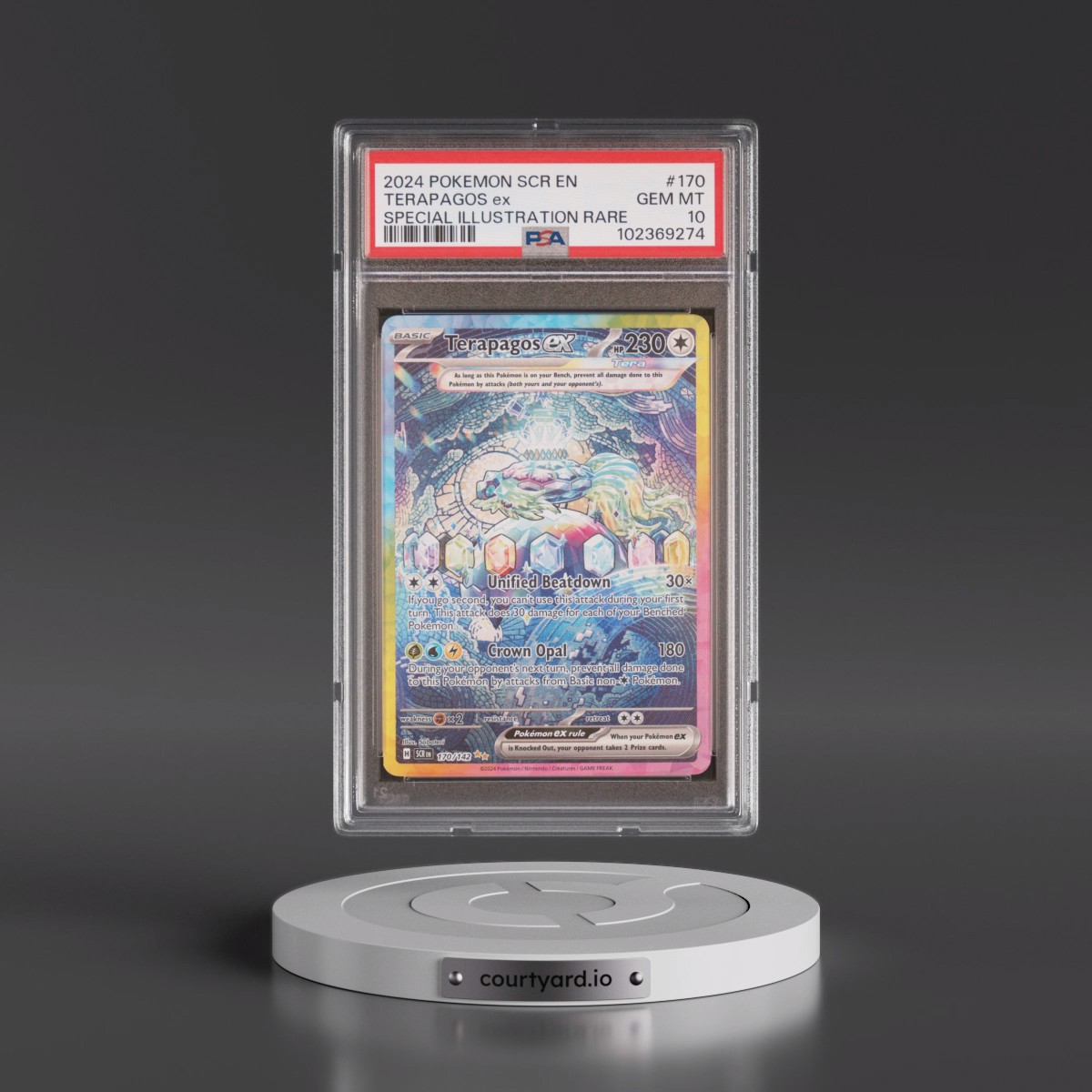 2024 Pokémon Scr EN-Stellar Crown #170 Terapagos EX - Holo Special Illustration Rare (PSA 10 GEM MINT)