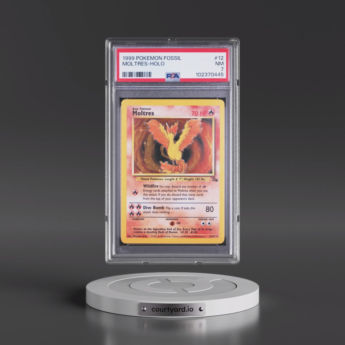 1999 Pokémon Fossil #12 Moltres - Holo (PSA 7 NM)