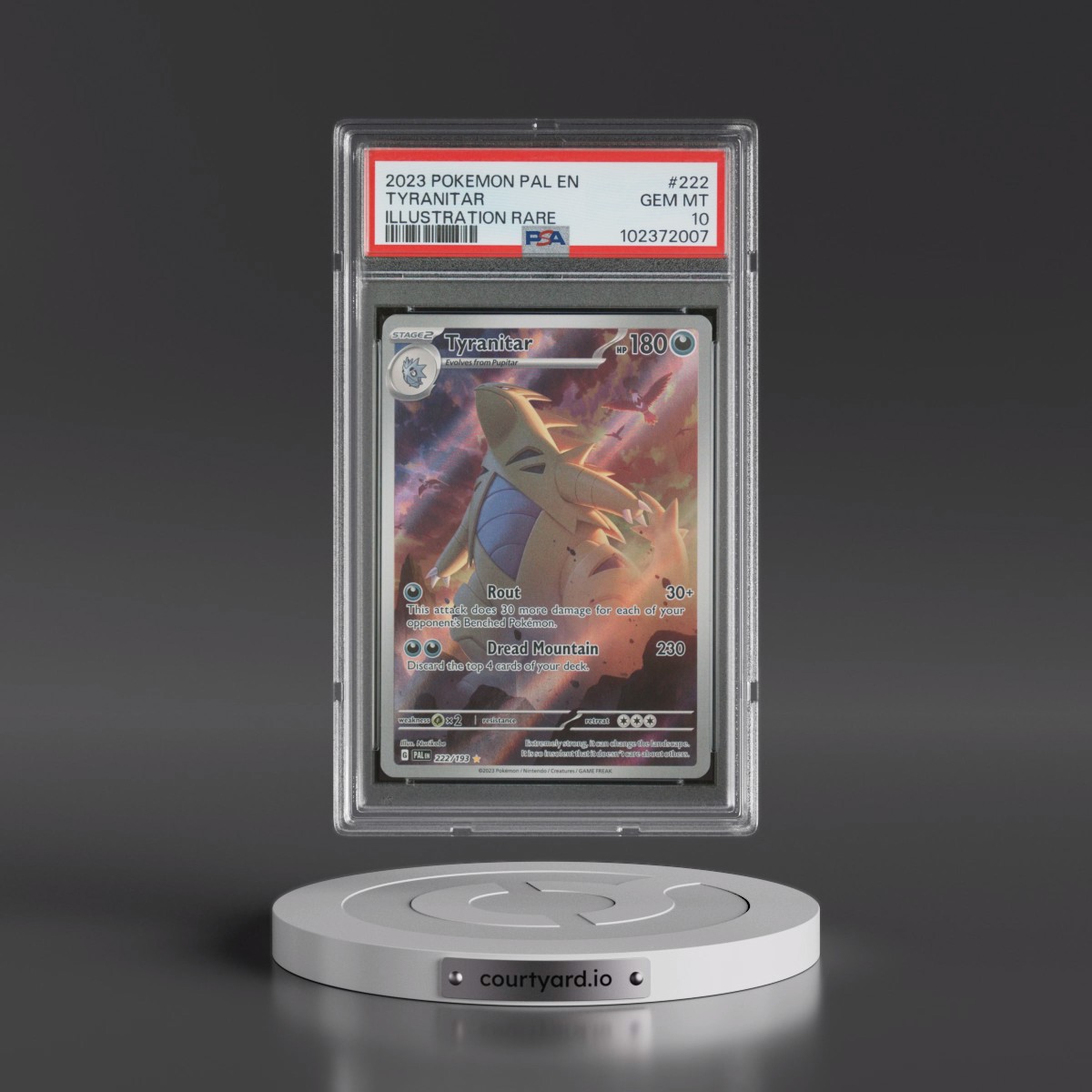 2023 Pokémon Pal EN-Paldea Evolved #222 Tyranitar - Illustration Rare (PSA 10 GEM MINT)