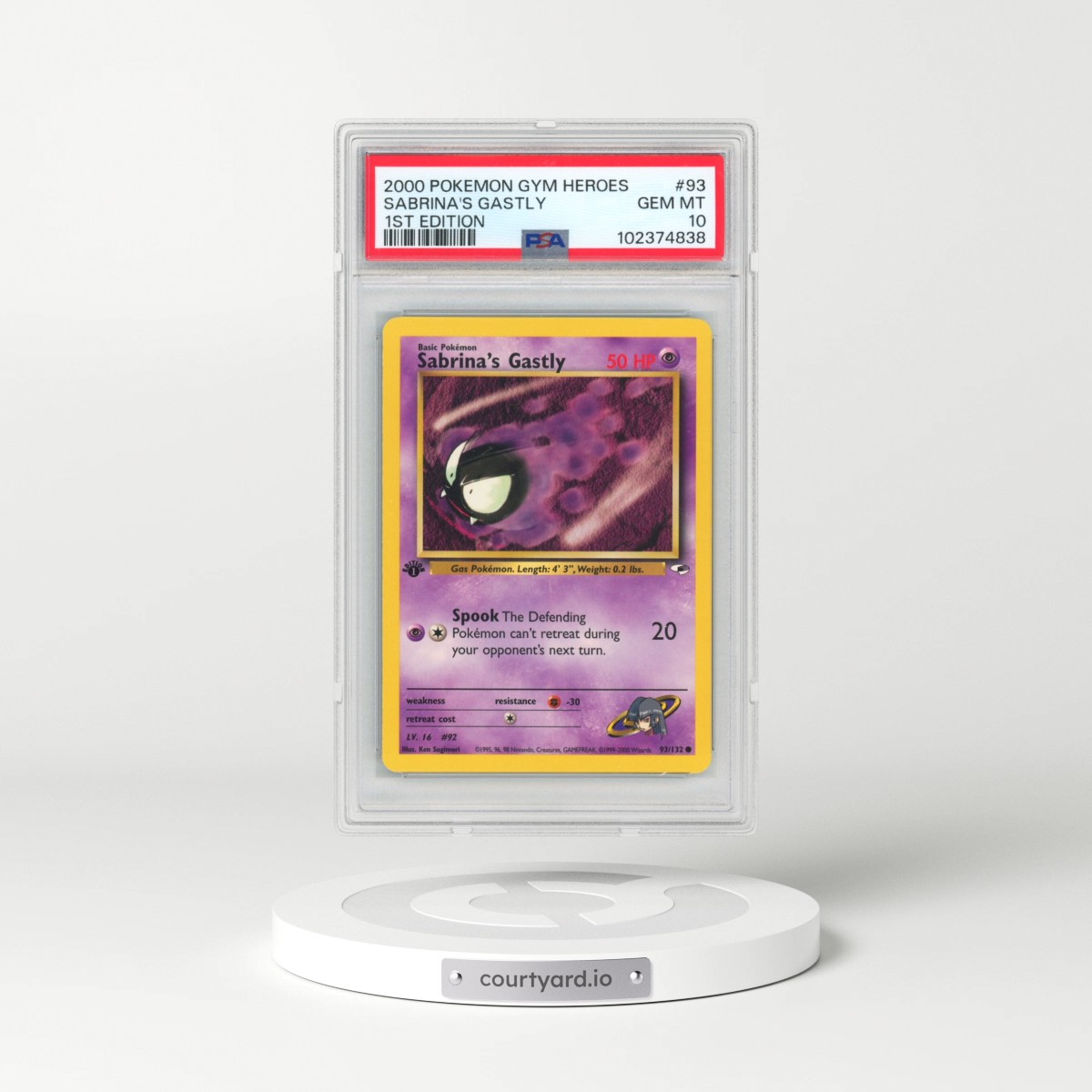 2000 Pokémon Gym Heroes #93 Sabrina's Gastly - 1st Edition (PSA 10 GEM MINT)