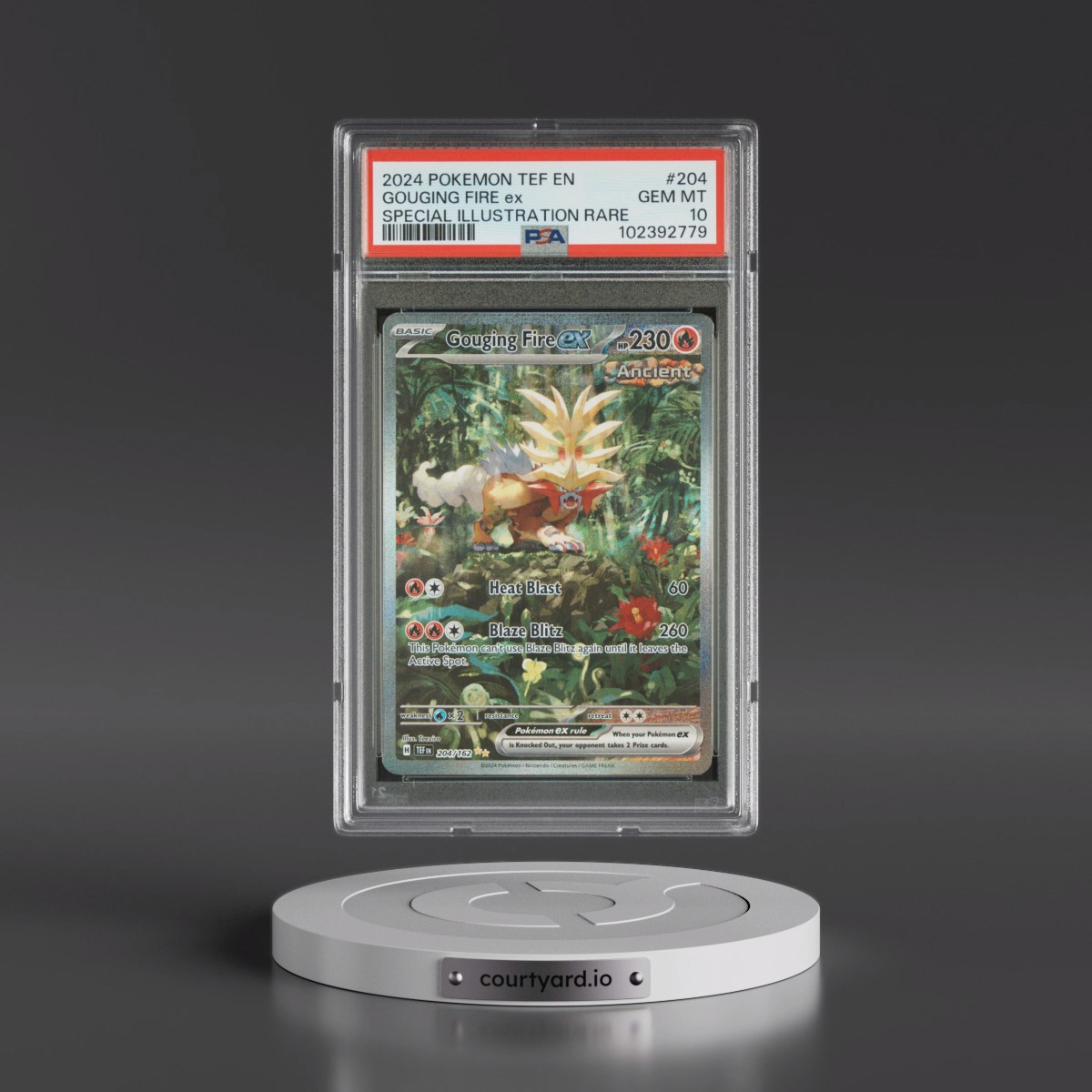 2024 Pokémon Tef EN-Temporal Forces #204 Gouging Fire EX - Holo Special Illustration Rare (PSA 10 GEM MINT)