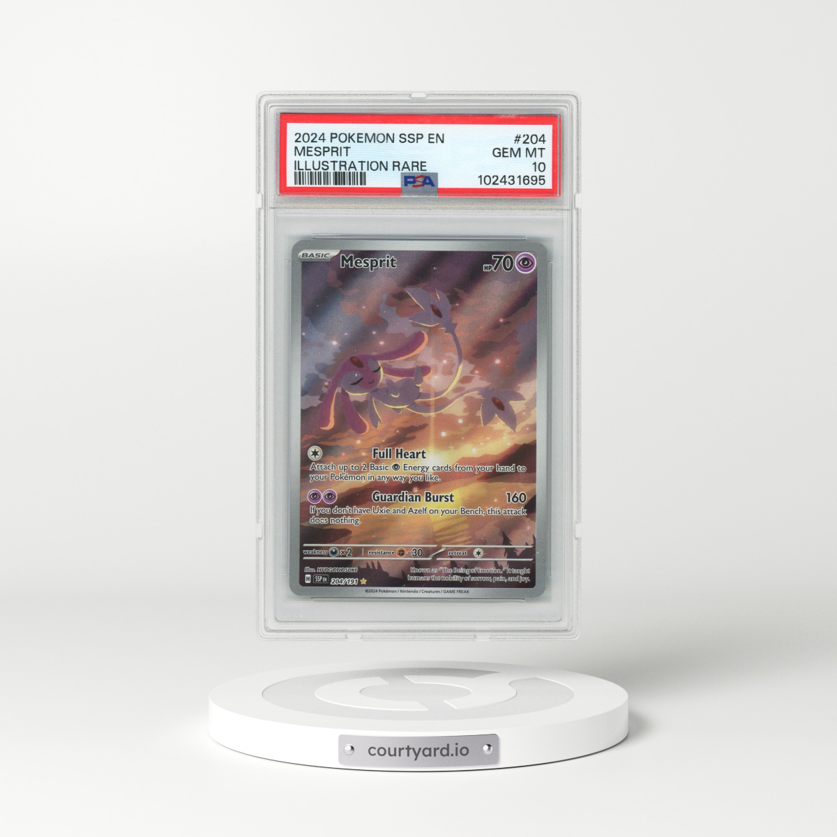 2024 Pokémon Ssp EN-Surging Sparks #204 Mesprit - Illustration Rare (PSA 10 GEM MINT)