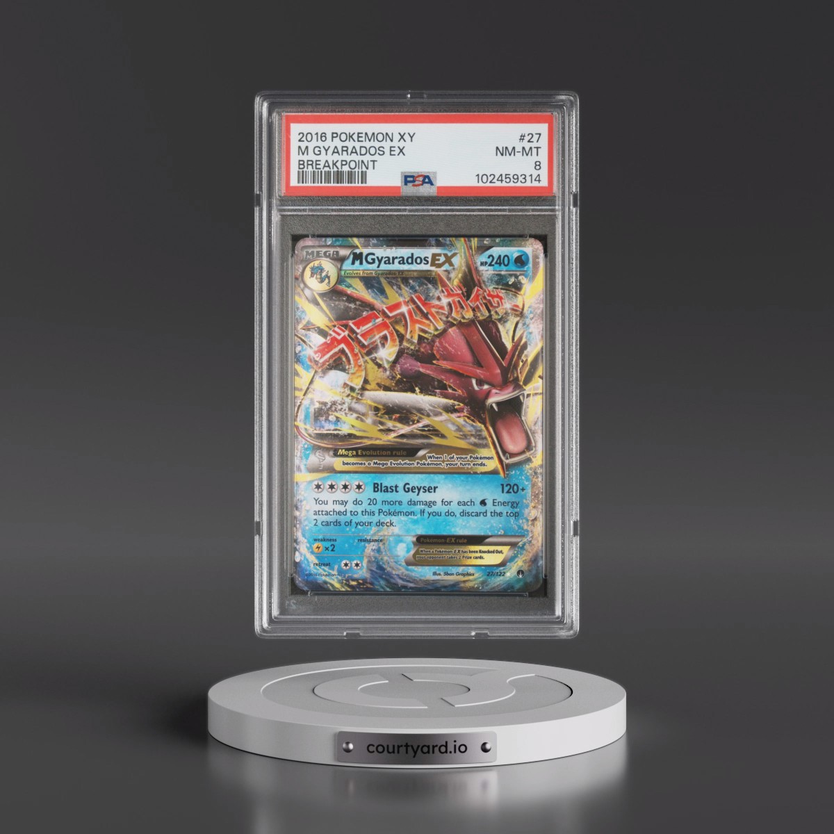 2016 Pokémon XY Breakpoint #27 M Gyarados EX - Holo (PSA 8 NM-MT)