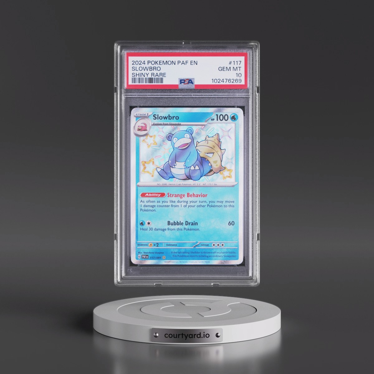 2024 Pokémon Paf EN-Paldean Fates #117 Slowbro - Shiny Rare (PSA 10 GEM MINT)