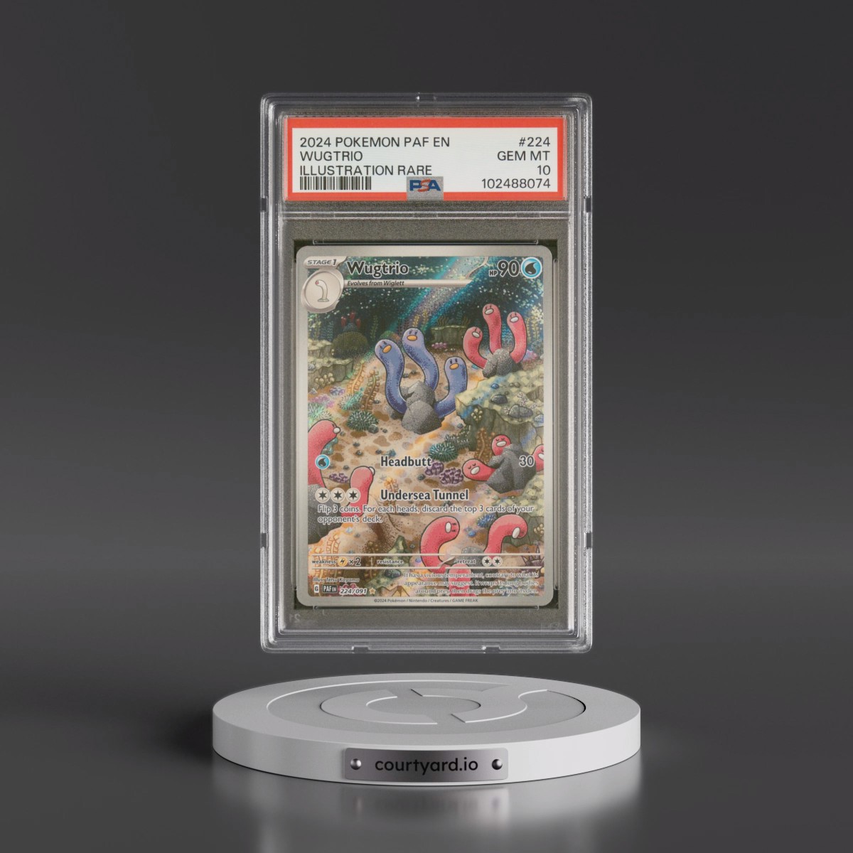 2024 Pokémon Paf EN-Paldean Fates #224 Wugtrio - Illustration Rare (PSA 10 GEM MINT)