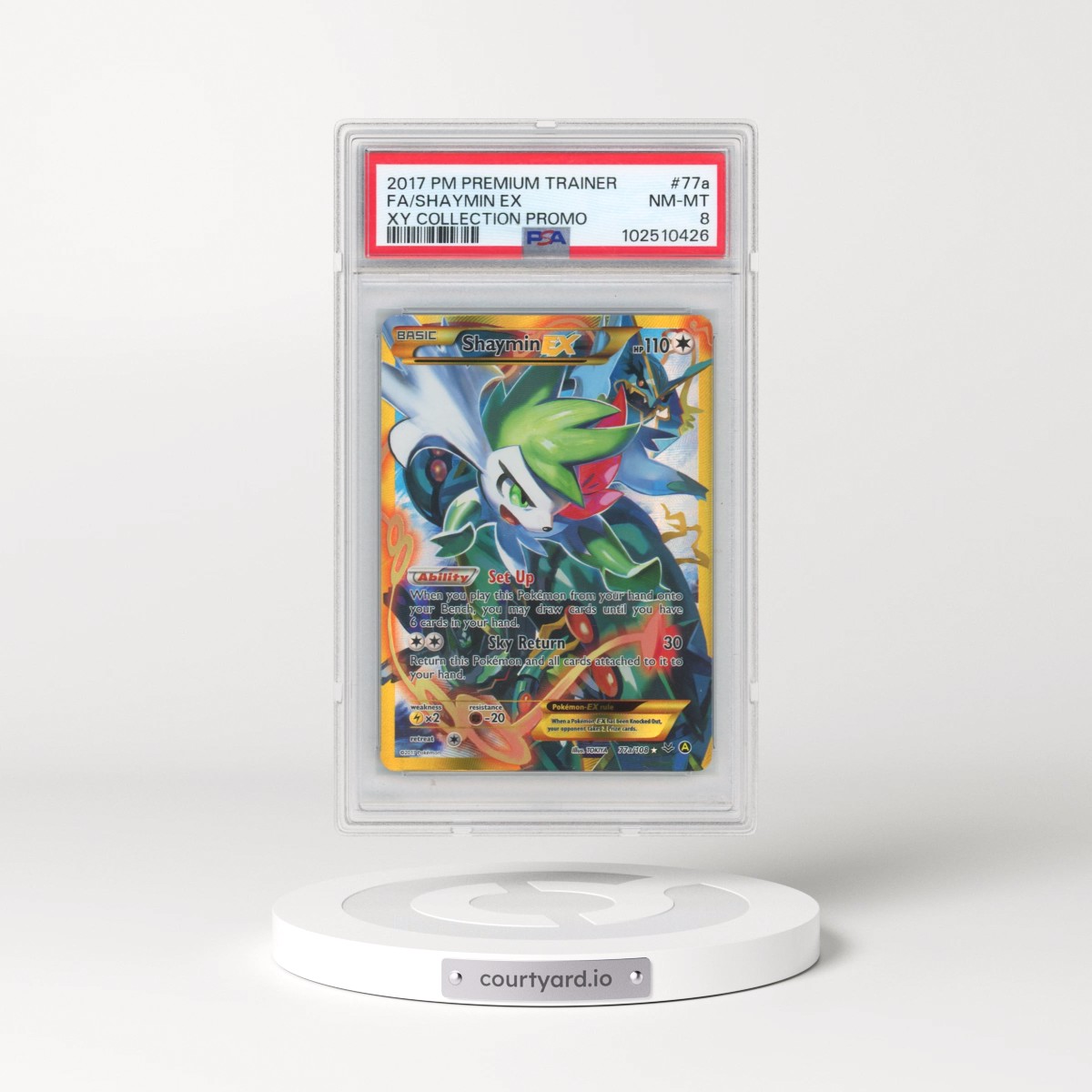 2017 Pokémon Premium Trainer XY Collection Promo #77a Shaymin EX - Holo Full Art (PSA 8 NM-MT)