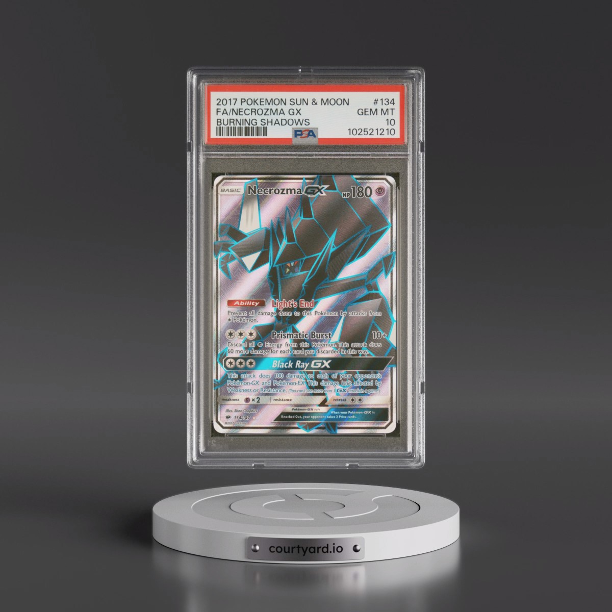 2017 Pokémon Sun & Moon Burning Shadows #134 Necrozma GX - Holo Full Art (PSA 10 GEM MINT)