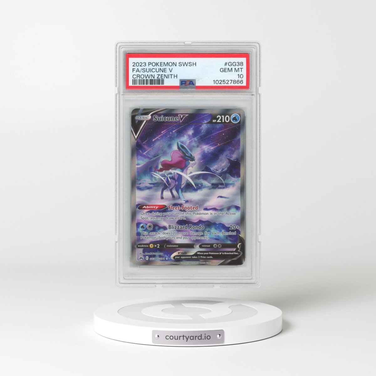 2023 Pokémon Sword and Shield Crown Zenith #GG38 Suicune V - Holo Full Art (PSA 10 GEM MINT)