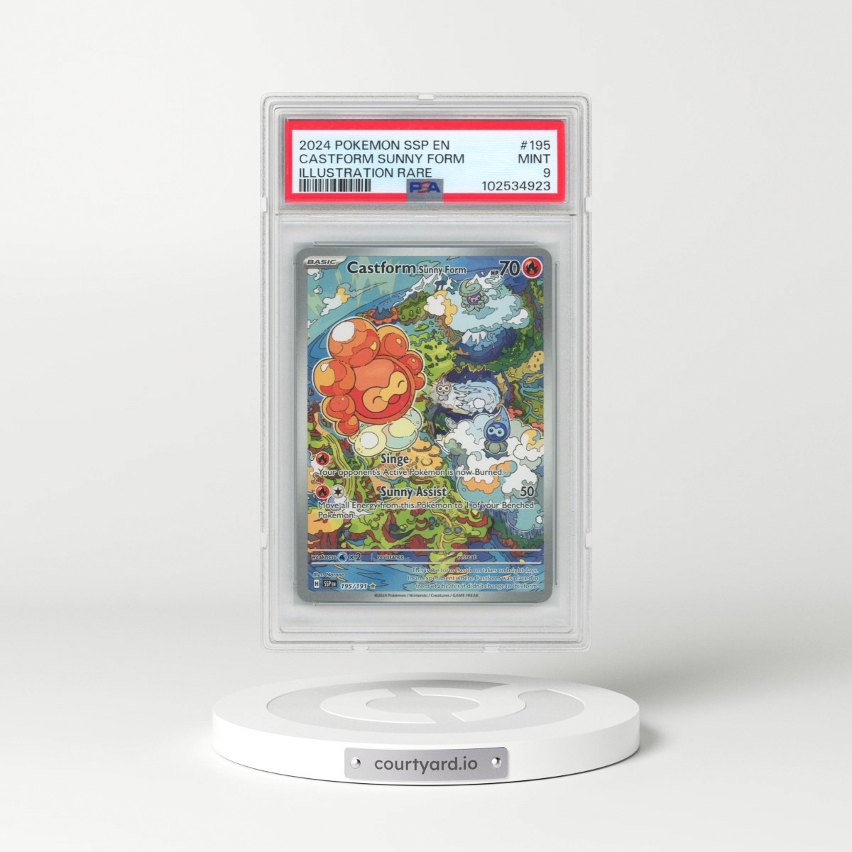 2024 Pokémon Ssp EN-Surging Sparks #195 Castform Sunny Form - Illustration Rare (PSA 9 MINT)