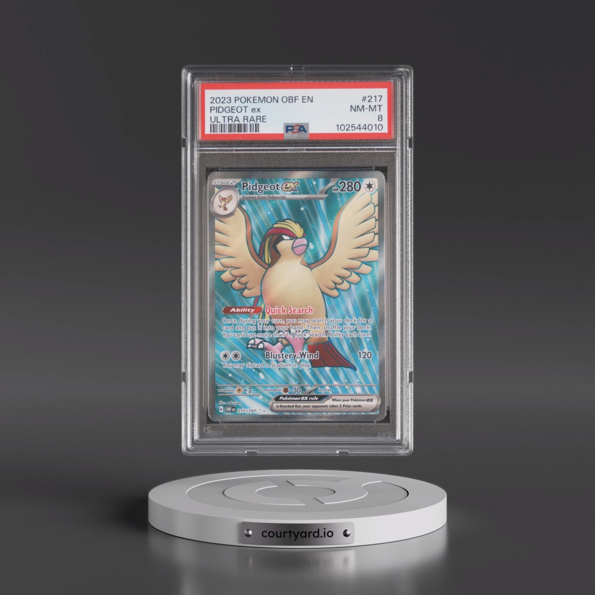 2023 Pokémon Obf EN-Obsidian Flames #217 Pidgeot EX - Holo Ultra Rare (PSA 8 NM-MT)