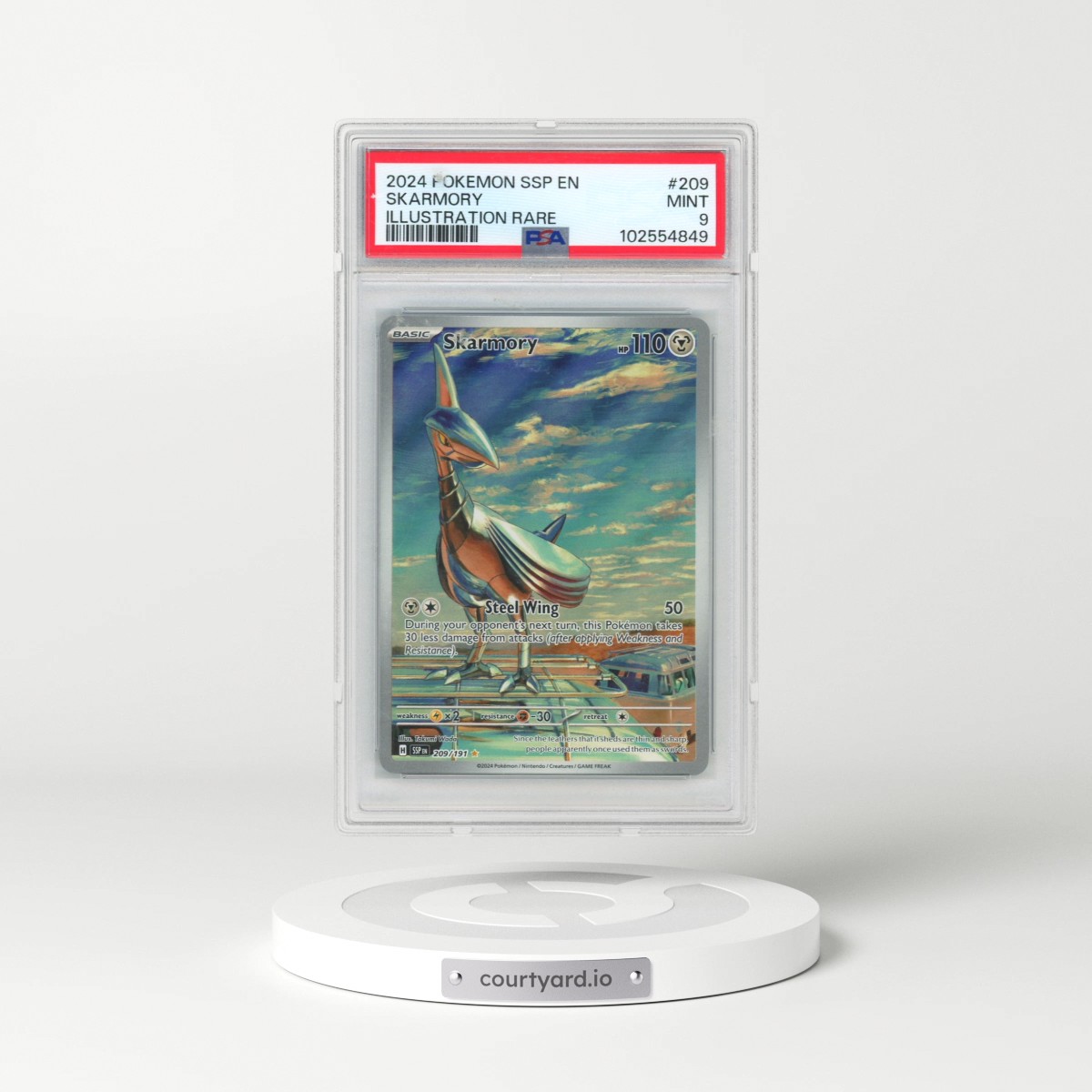 2024 Pokémon Ssp EN-Surging Sparks #209 Skarmory - Illustration Rare (PSA 9 MINT)