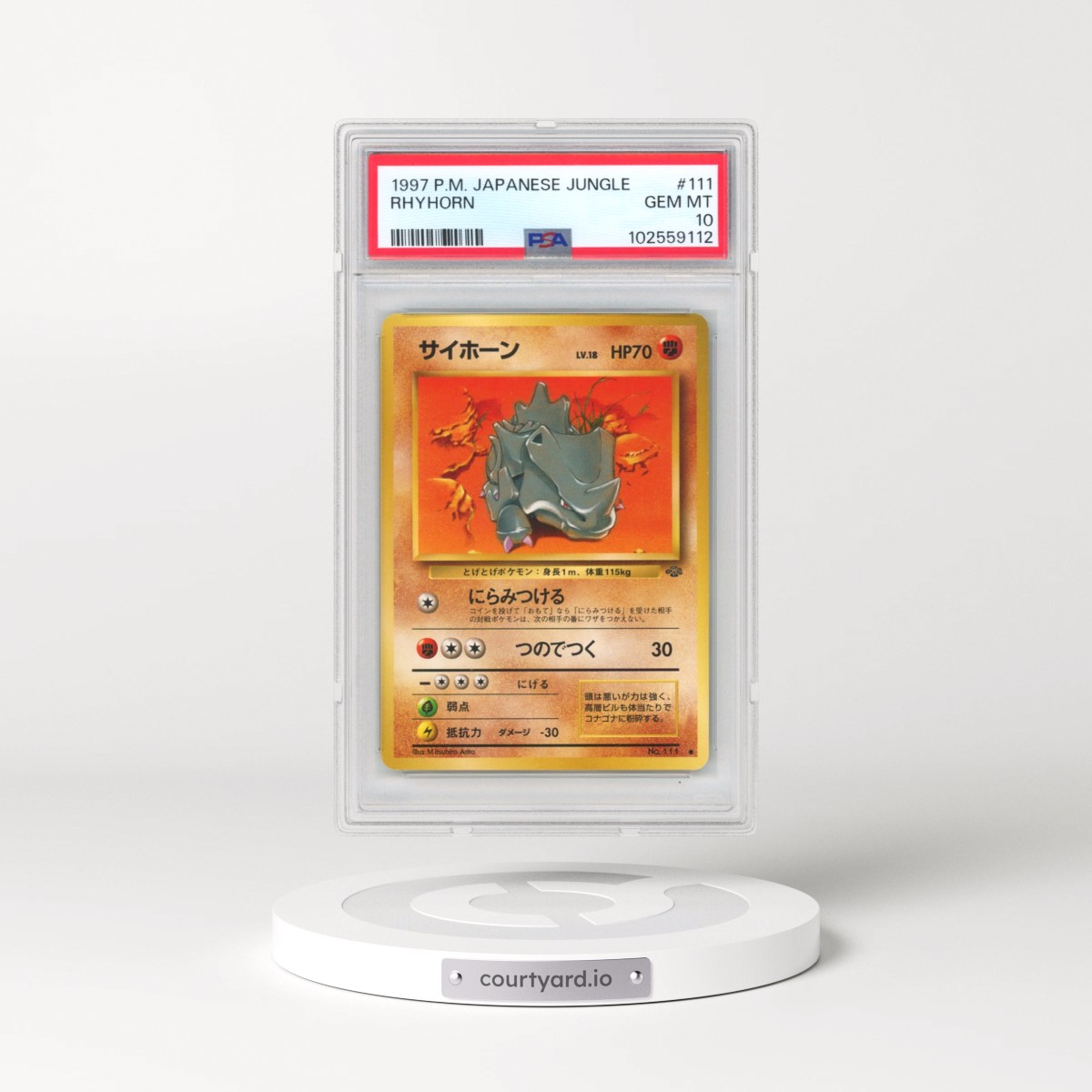 1997 Pokémon Jungle #111 Rhyhorn (PSA 10 GEM MINT)