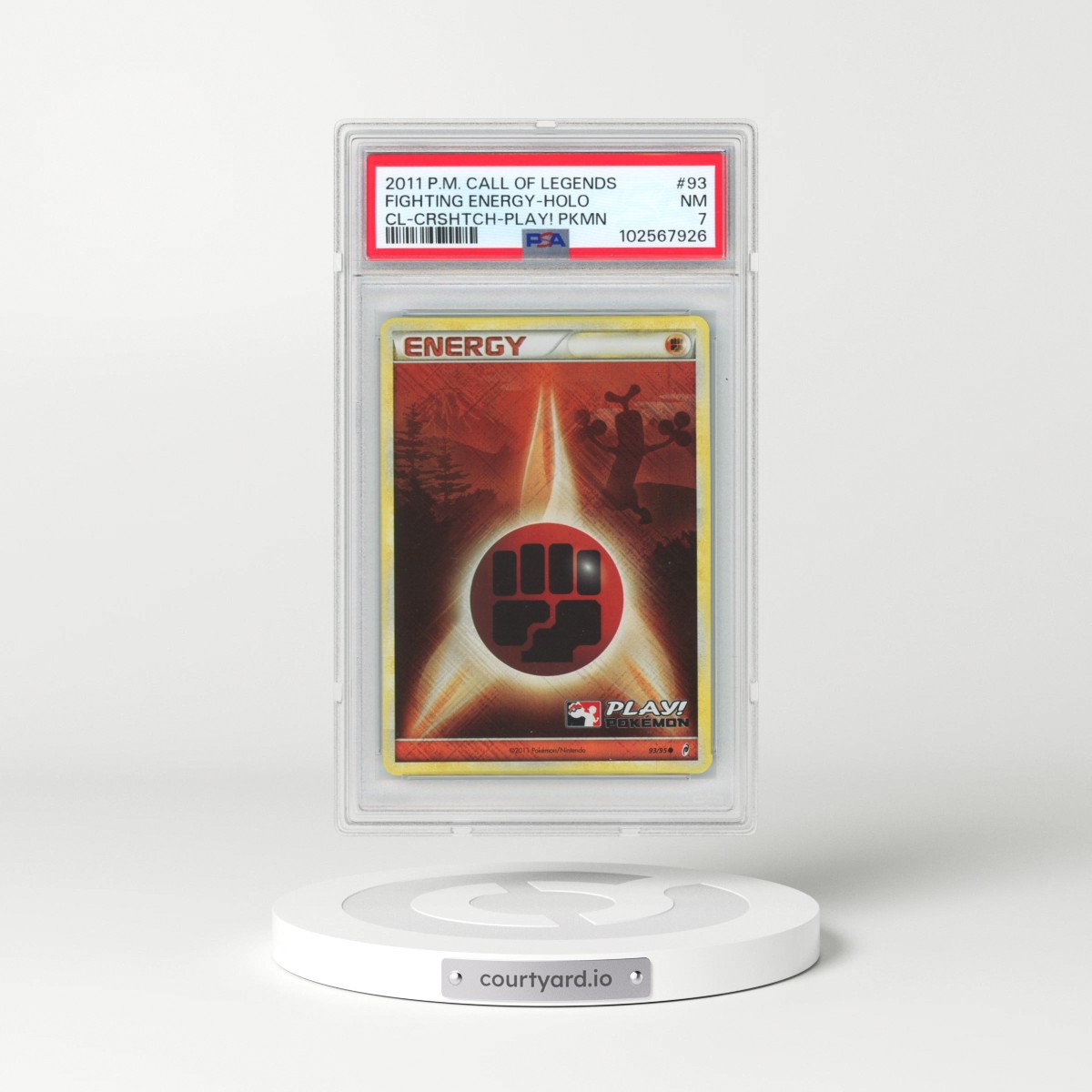 2011 Pokémon Call of Legends #93 Fighting Energy - Holo Crosshatch-2011 Play! Pokemon (PSA 7 NM)