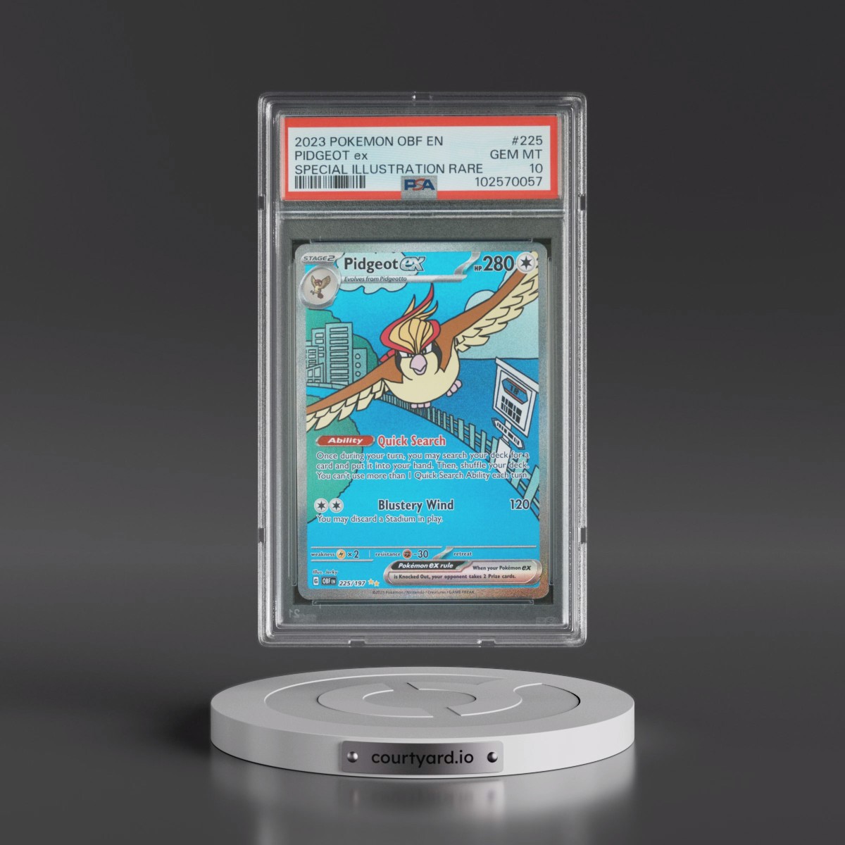 2023 Pokémon Obf EN-Obsidian Flames #225 Pidgeot EX - Holo Special Illustration Rare (PSA 10 GEM MINT)