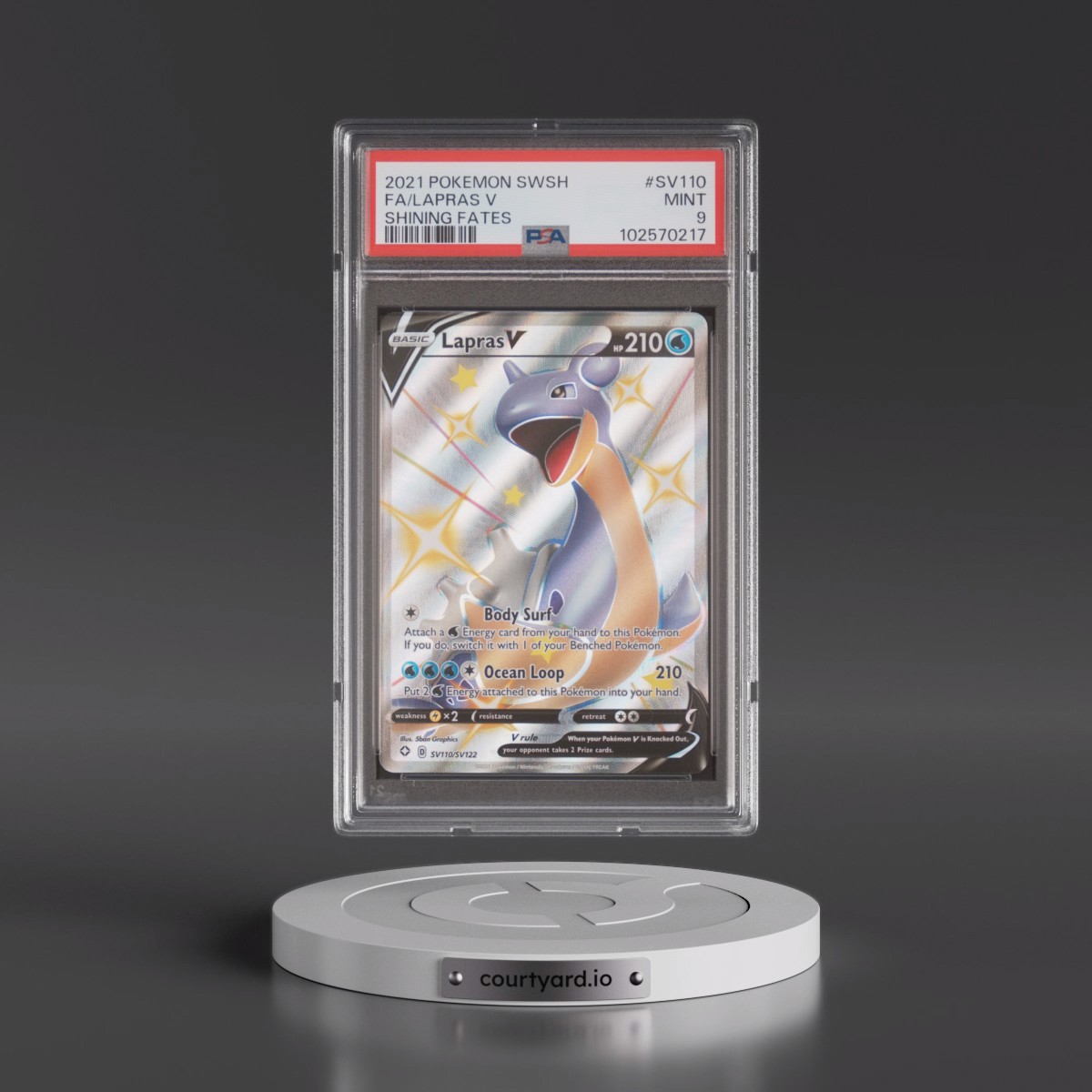 2021 Pokémon Sword & Shield Shining Fates #SV110 Lapras V - Holo Full Art (PSA 9 MINT)