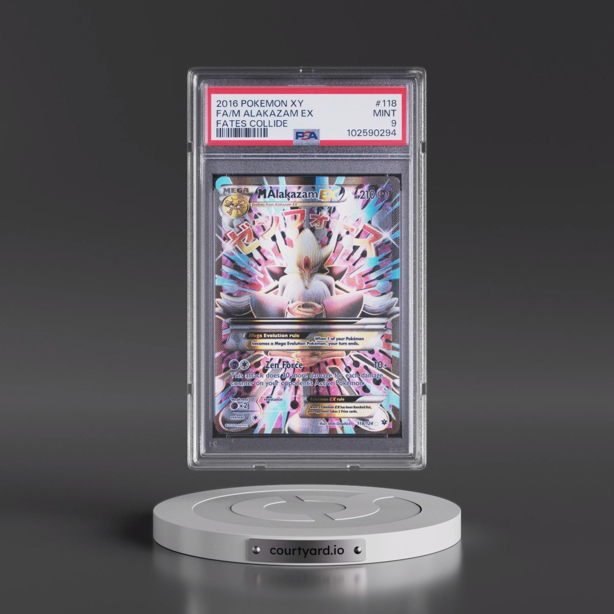 2016 Pokémon XY Fates Collide #118 M Alakazam EX - Holo Full Art (PSA 9 MINT)