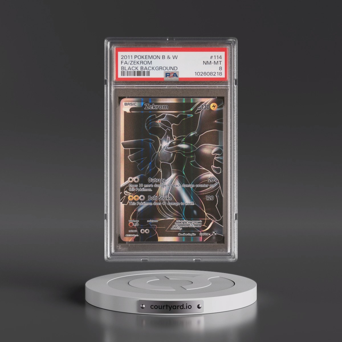 2011 Pokémon Black & White #114 Zekrom - Full Art Black Background (PSA 8 NM-MT)