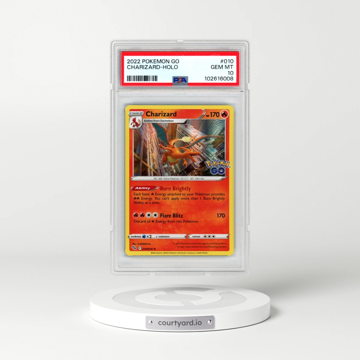 2022 Pokémon Go #010 Charizard - Holo (PSA 10 GEM MINT)