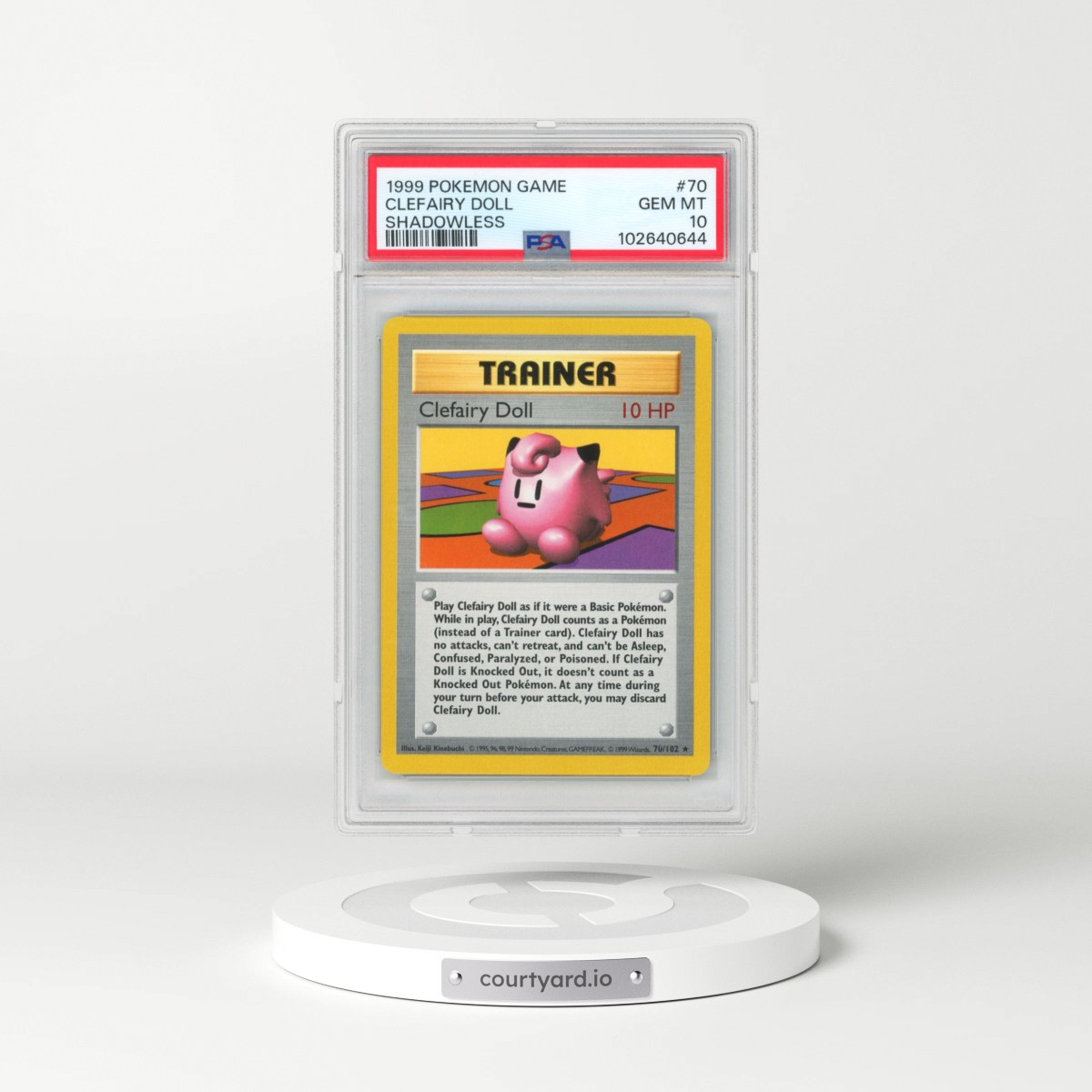 1999 Pokémon Game #70 Clefairy Doll - Shadowless (PSA 10 GEM MINT)