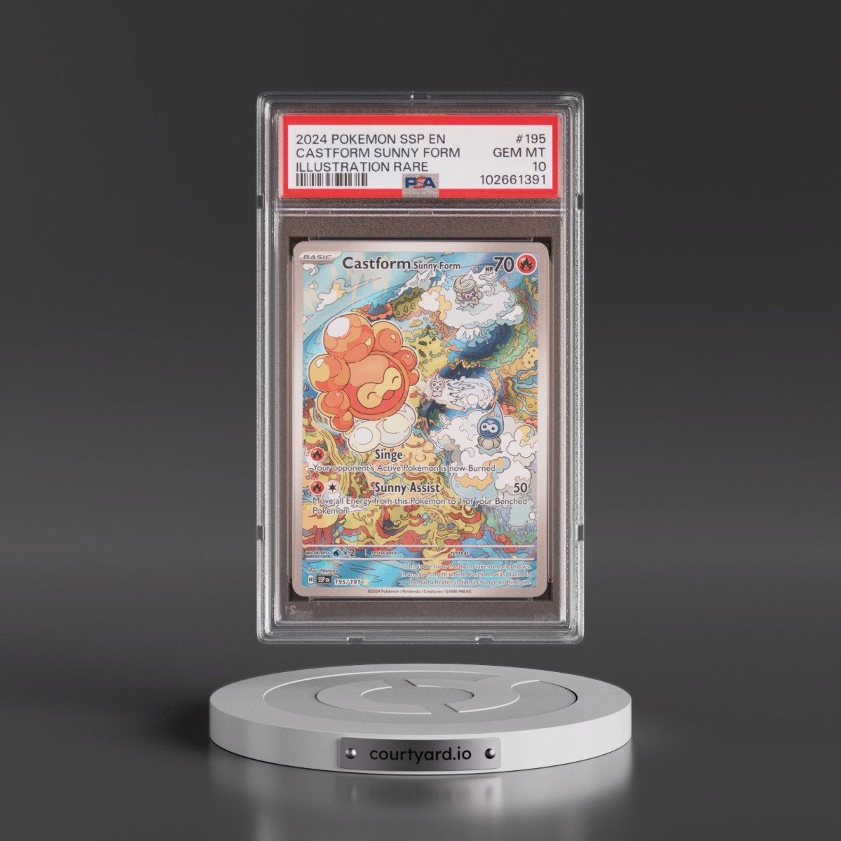 2024 Pokémon Ssp EN-Surging Sparks #195 Castform Sunny Form - Illustration Rare (PSA 10 GEM MINT)