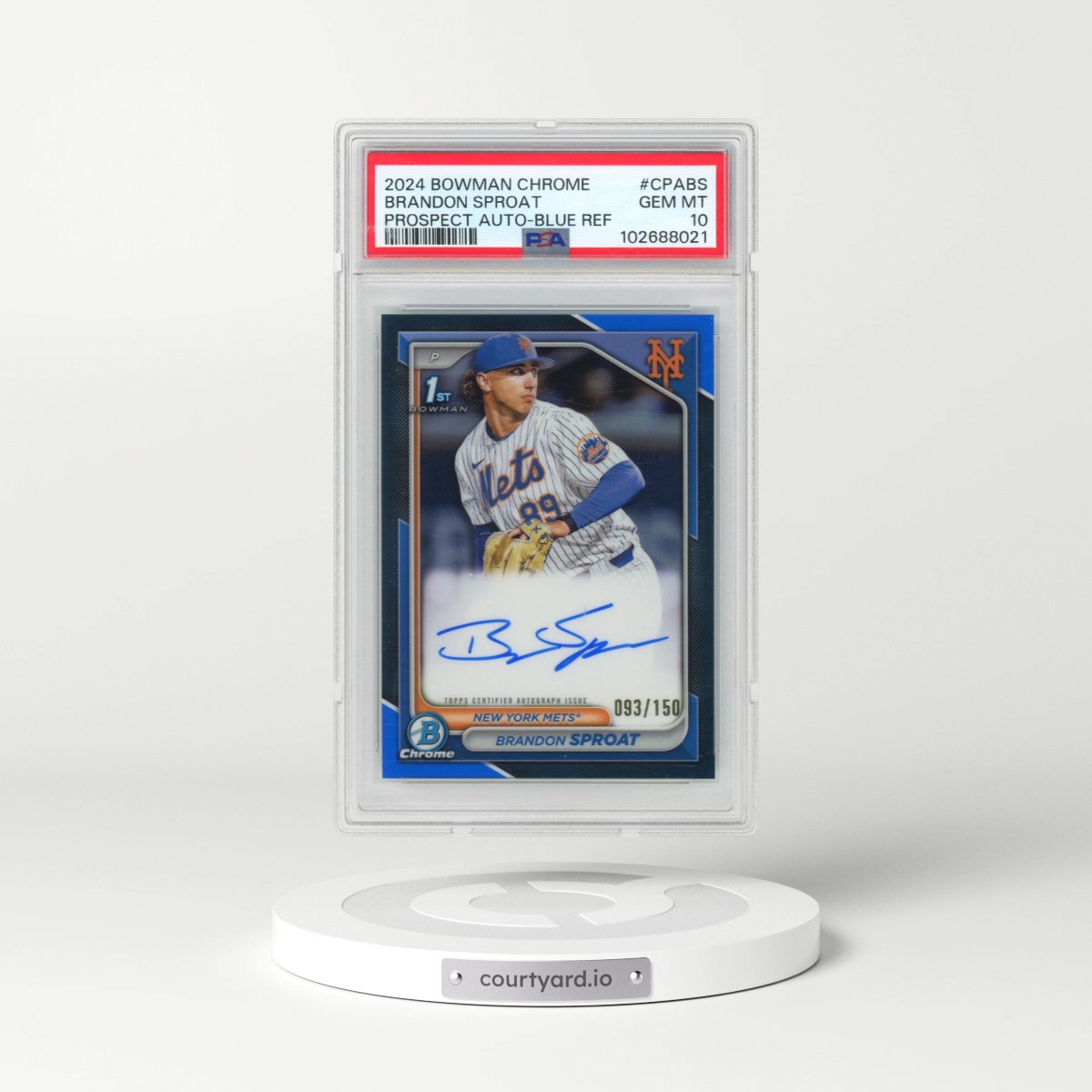 2024 Bowman Chrome Prospect Autographs #CPABS Brandon Sproat - Blue Refractor (PSA 10 GEM MINT)