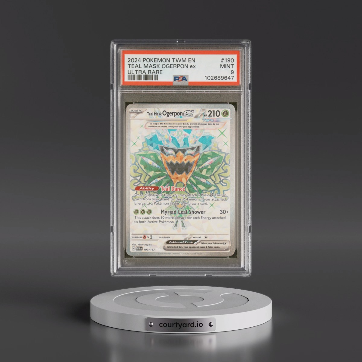 2024 Pokémon Twm EN-Twilight Masquerade #190 Teal Mask Ogerpon EX - Holo Ultra Rare (PSA 9 MINT)