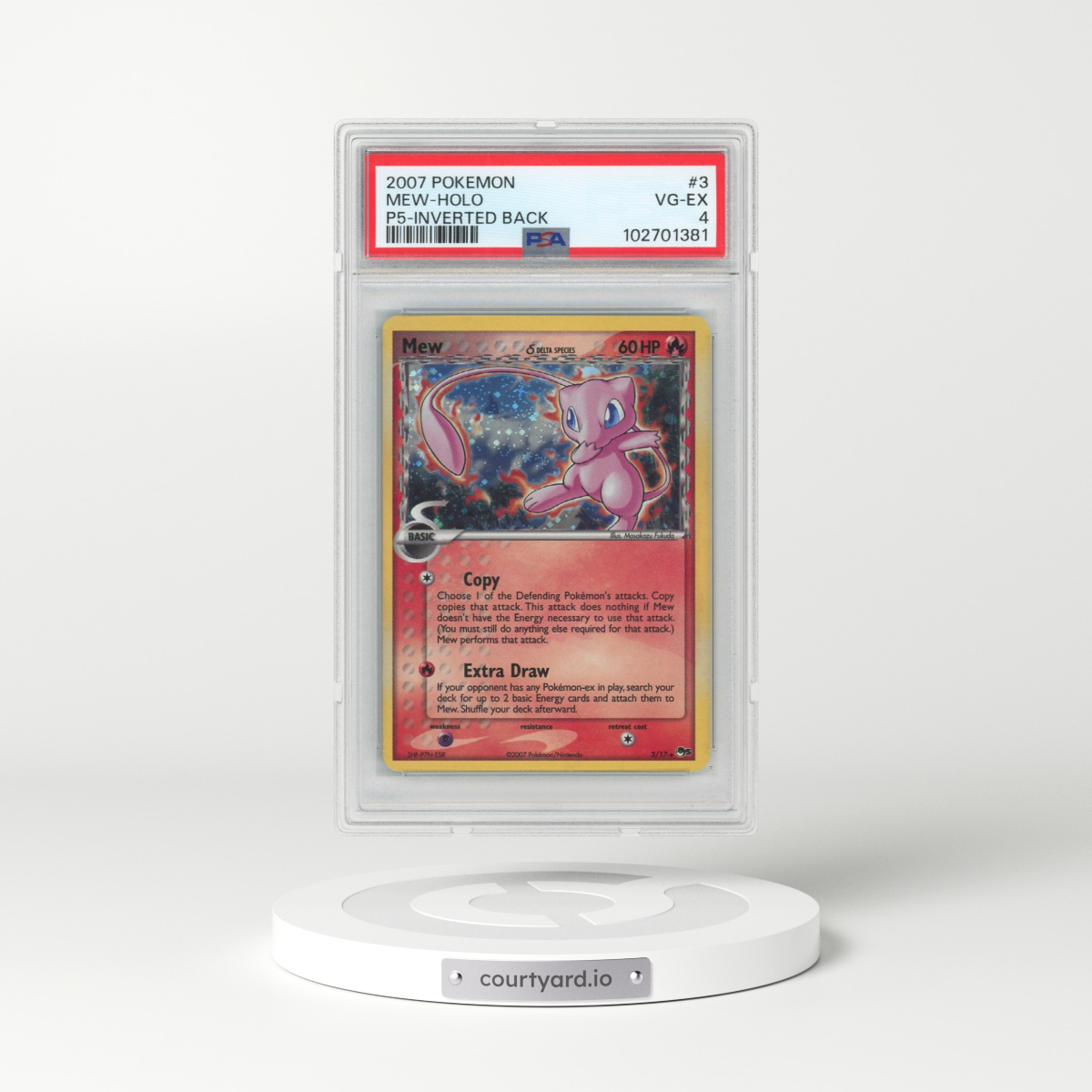 2007 Pokémon Pop Series 5 #3 Mew - Holo Inverted Back Error (PSA 4 VG-EX)