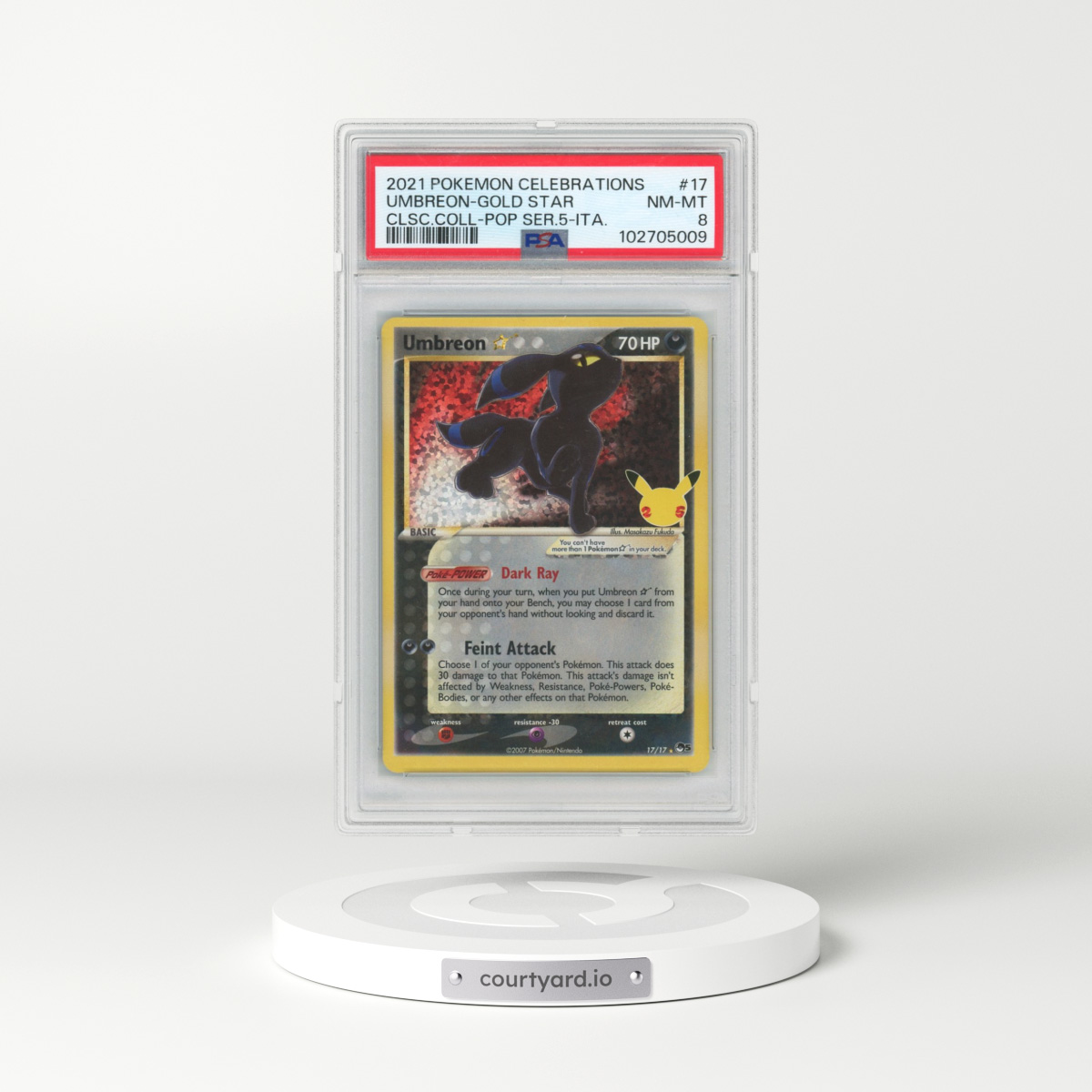 2021 Pokémon Celebrations Classic Collection #17 Umbreon-Gold Star (PSA 8 NM-MT)