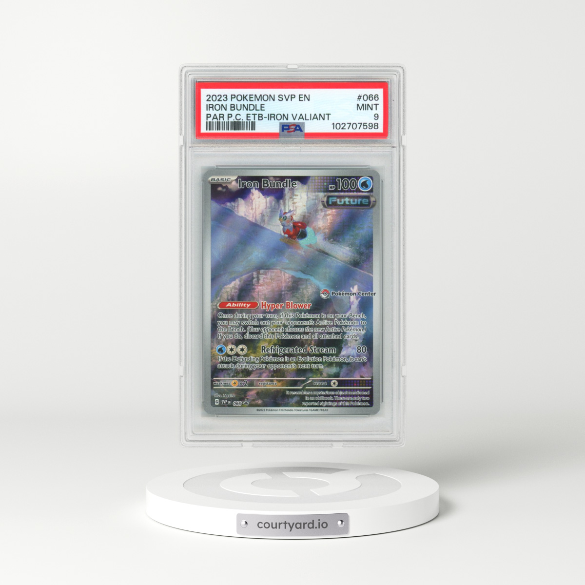 2023 Pokémon Svp EN-SV Black Star Promo #066 Iron Bundle - Paradox Rift Pokemon Center Elite Trainer Box-Iron Valiant (PSA 9 MINT)