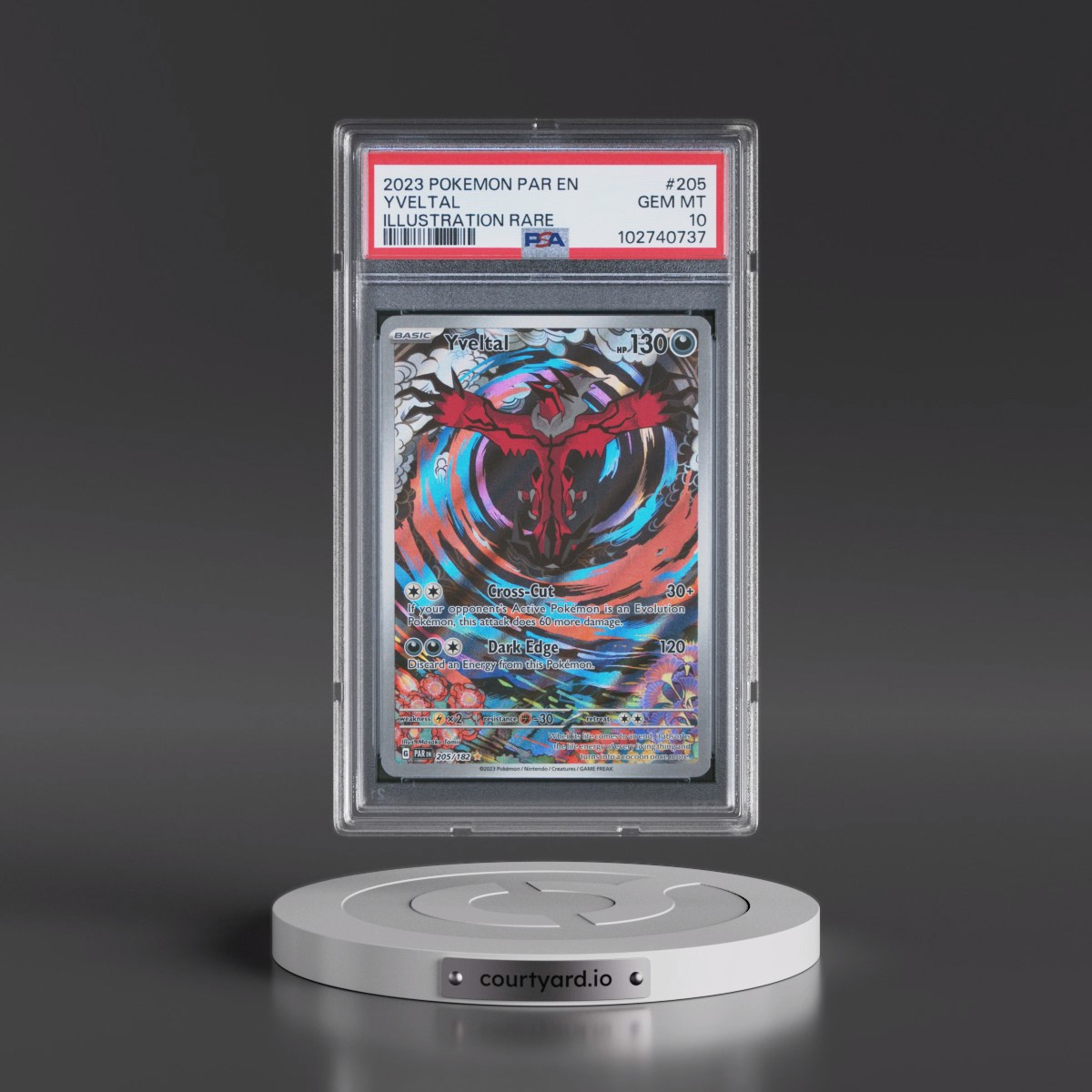 2023 Pokémon Par EN-Paradox Rift #205 Yveltal - Illustration Rare (PSA 10 GEM MINT)