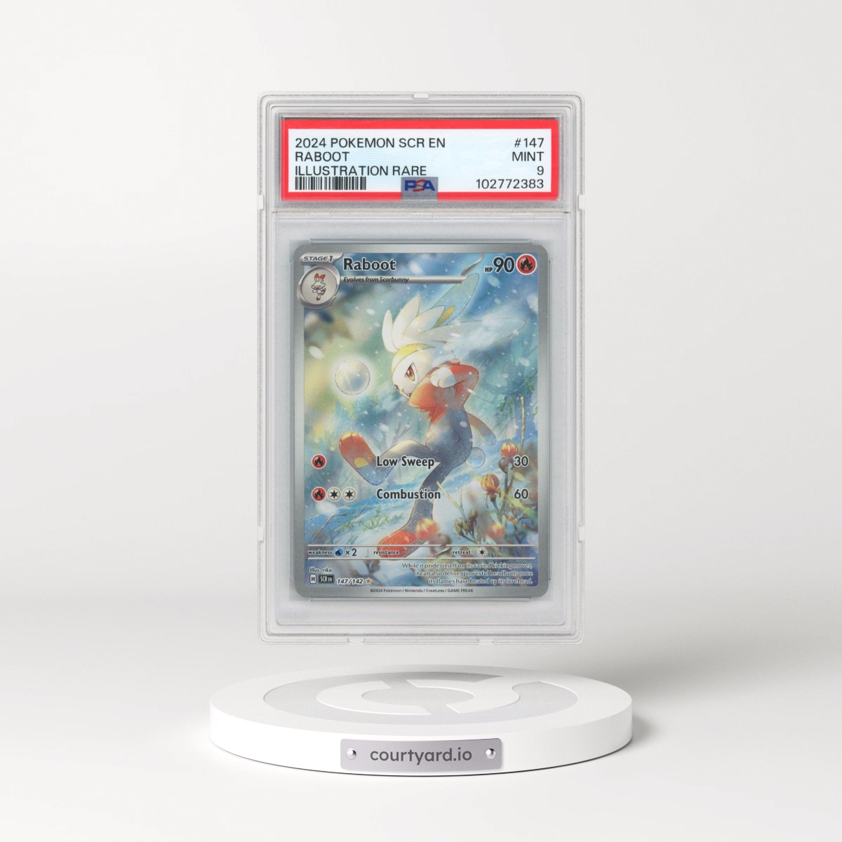 2024 Pokémon Scr EN-Stellar Crown #147 Raboot - Illustration Rare (PSA 9 MINT)
